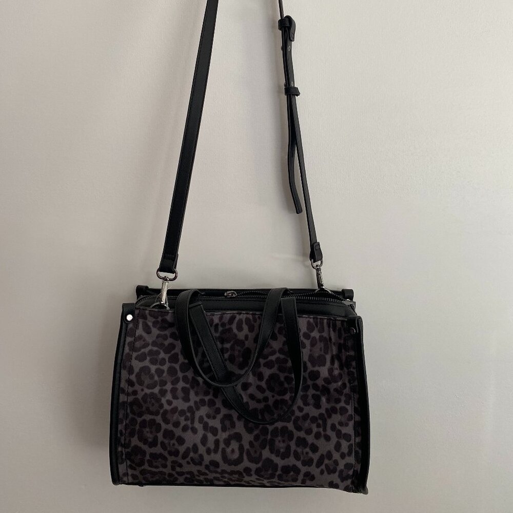 Inc International Concepts Remmey Satchel Leopard Print Crossbody - Black/Gray